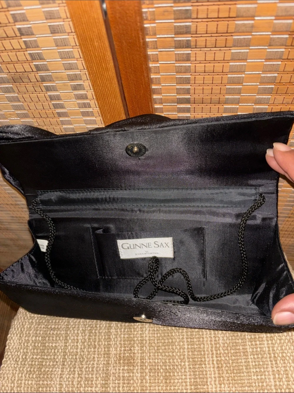 Gunne Sax by Jessica McClintock | Vintage Women’s Black Satin Bow Clutch/Bag